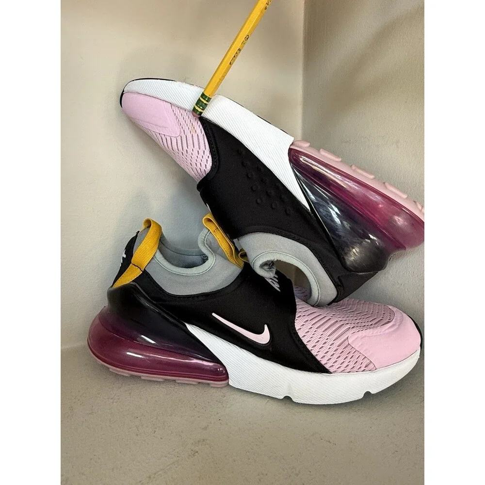 Nike Air Max 270 GS Pink Black Running Shoes Youth 5.5 Women’s 7